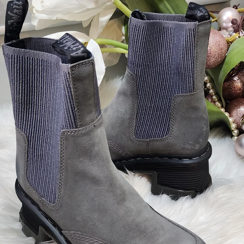 Dr Martens Gunmetal Corran Chelsea Waxy Suede Heeled womwns Boots  new